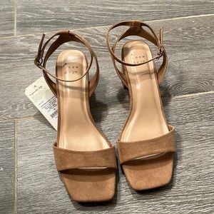 NWT A New Day Tan Suede Sonora Heels - Size 8